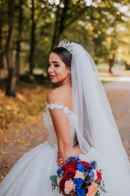 Vintage Princess Off-the-shoulder V-neck Sleeveless Lace Wedding Dresses