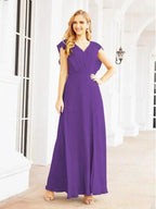 Women's Bridesmaid Dresses Chiffon Cape Formal Evening Party Prom Dress Open Back Gowns for Wedding Guests SEA28058