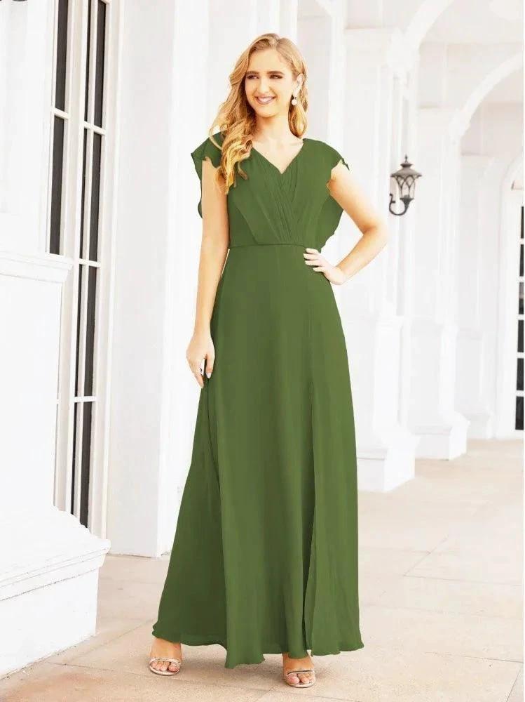 Women's Bridesmaid Dresses Chiffon Cape Formal Evening Party Prom Dress Open Back Gowns for Wedding Guests SEA28058