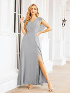 Women's Bridesmaid Dresses Chiffon Cape Formal Evening Party Prom Dress Open Back Gowns for Wedding Guests SEA28058