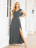 Women's Bridesmaid Dresses Chiffon Cape Formal Evening Party Prom Dress Open Back Gowns for Wedding Guests SEA28058