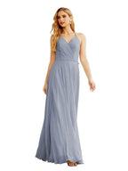 Women's Halter Chiffon Bridesmaid Dresses Wedding Apparel Long Sleeveless Formal Prom Dress with Ruffled Back SEA28035