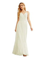 Women's Halter Chiffon Bridesmaid Dresses Wedding Apparel Long Sleeveless Formal Prom Dress with Ruffled Back SEA28035