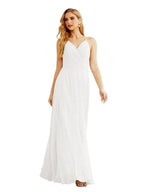 Women's Halter Chiffon Bridesmaid Dresses Wedding Apparel Long Sleeveless Formal Prom Dress with Ruffled Back SEA28035