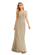 Women's Halter Chiffon Bridesmaid Dresses Wedding Apparel Long Sleeveless Formal Prom Dress with Ruffled Back SEA28035