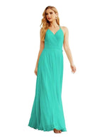 Women's Halter Chiffon Bridesmaid Dresses Wedding Apparel Long Sleeveless Formal Prom Dress with Ruffled Back SEA28035