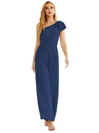 Women's One Shoulder Chiffon Long Jumpsuit Formal Evening Dress Long Bridesmaid Dresses Pants Wedding Party SEA28034