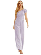 Women's One Shoulder Chiffon Long Jumpsuit Formal Evening Dress Long Bridesmaid Dresses Pants Wedding Party SEA28034